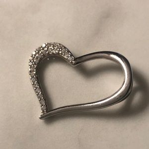 Heart‎ shaped rhinestone sterling silver pendant